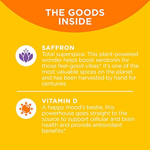 Hello Happy Gummy Worms – Equilíbrio de Humor, Vitamina D, Açafrão, Suplemento Mastigável para Adultos, Sabor Tropical – 60 Unidades - OLLY