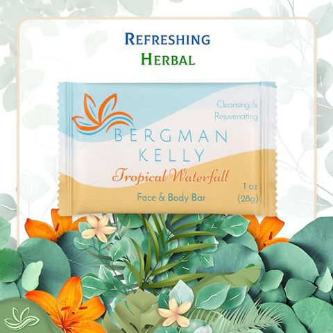 Sabonete em Barra BERGMAN KELLY (Cachoeira Tropical, 30 ml, 100 unid), Luxo em Tamanho de Viagem, Sabonete em Barra Embalado Individualmente, Produtos de Higiene Pequenos para