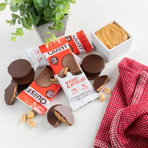 Peanut Butter Cups – 11g Proteína, 1g Açúcar, Baixo Carboidrato, Sem Glúten, Amigo do Keto – Embalagem com 12 Unidades - Quest Nutrition