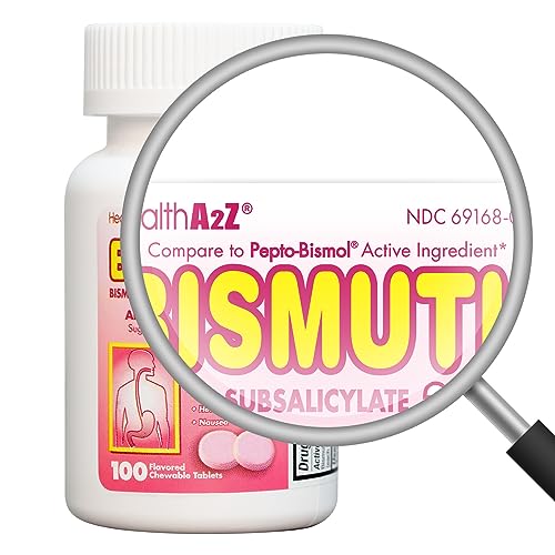 Bismuth | Subsalicilato de Bismuto 262mg | Alívio de Múltiplos Sintomas | (100 Unidades (Pacote de 1)) - HealthA2Z