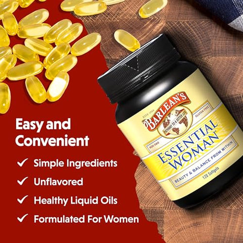 Barlean's - Barlean’s Essential Woman Cápsulas – Equilíbrio Hormonal para Mulheres, Linhaça, Óleo de Prímula