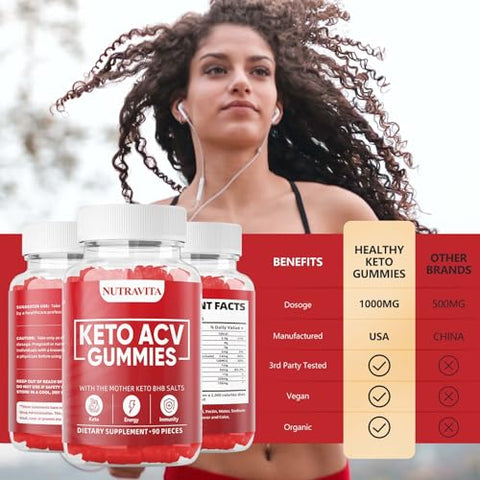 nutravita - 90 Ct Gomas de Keto Acv para Perda de Peso Avançada – Marca em Destaque