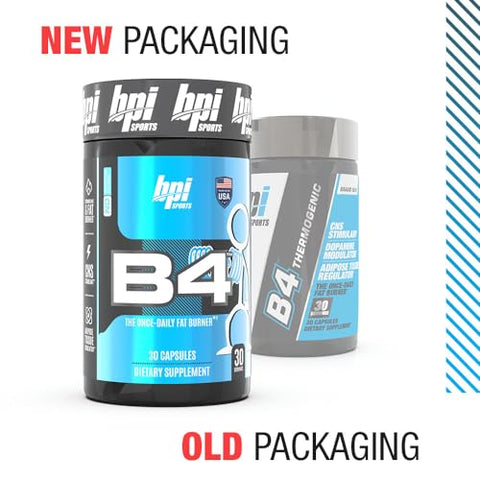 B4 – Queimador de Gordura Extra Forte – Amigo da Dieta Keto – Supressor de Apetite – Cafeína, Niacina, Quercetina, Yohimbina – 30 Porções – 710mg - BPI Sports