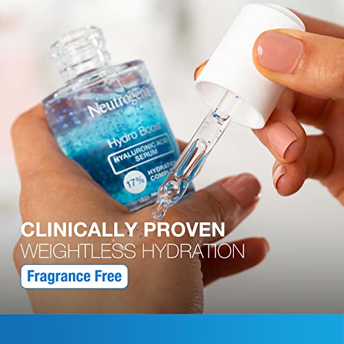Hydro Boost Serum Facial com Ácido Hialurônico e Vitamina B5, Hidratante Leve para Pele Seca, Livre de Óleo, Não Comedogênico, Sem Fragrância, 30 ml - Neutrogena