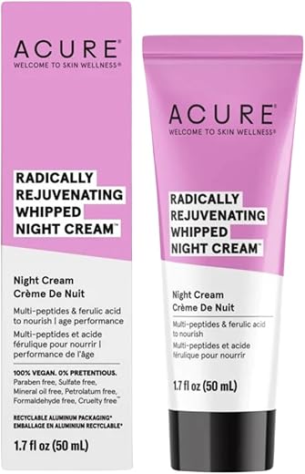 Acure - ACURE Creme Noturno Whipped Radically Rejuvenating – Suporte Anti-Envelhecimento, Multi-Peptídeos, Ácido Ferúlico (60g)