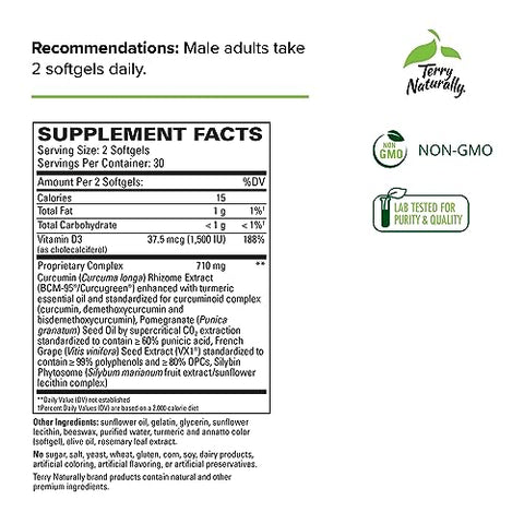 Healthy PSA Levels – 60 Softgels, Embalagem com 2 – Suporte à Saúde da Próstata – Livre de GMO, Sem Glúten – 60 Porções Totais - Terry Naturally