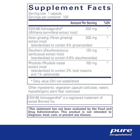 Energy Xtra | Fórmula Adaptogênica para Resistência* | 120 Cápsulas - Pure Encapsulations