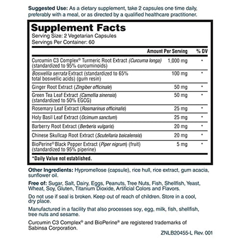 Nature's Lab - Nature’s Lab Gold Complexo Herbal para o Corpo Inteiro – Cúrcuma, Boswellia, Gengibre, Chá Verde, Alecrim – 120 Cápsulas (Fornecimento de 60 Dias)