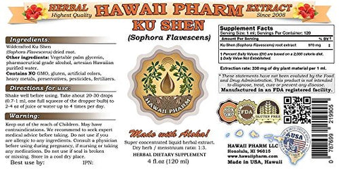Hawaii Pharm - Ku Shen Tintura, Ku Shen, Extrato Líquido de Raiz de Sophora (Sophora Flavescens), Suplemento Herbal 2×60 ml (120 ml)