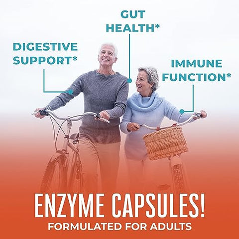 Cápsulas de Enzimas Digestivas Sem Glúten | Até 2 Meses de Fornecimento | Suplemento Enzimático para Apoio à Saúde Intestinal | Digestão do Glúten | - MaryRuth Organics