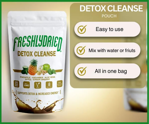 Detox Cleanse Mix em Pó Freshlydried Pure – 6 Onças, Melhor Superfood para Limpar o Corpo – Rico em Vitaminas e Minerais
