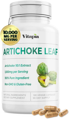 Vitapia - Extrato de Folha de Alcachofra Orgânica 10.000mg para Digestão Saudável, Saúde do Fígado