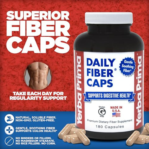 Daily Fiber Formula – 180 caps (Pacote com 2) – Solúvel – Fórmula de Fibra Diária Yerba Prima - Yerba Prima