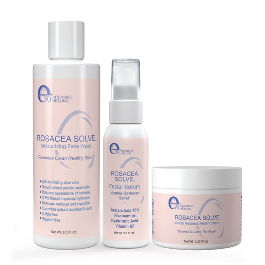e70 - Conjunto Rosacea Solve – Creme, Soro e Sabonete Facial Hidratante – Ingredientes Benéficos como Aloe Vera, Ácido Hialurônico, Niacinamida e Óleo de Coco