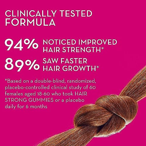 Hair Strong – Gomas Diárias com Biotina para Melhorar o Crescimento Capilar – Fo Ti, Ácido Fólico, Zinco, Vitamina B12 | HUM Hair Strong – Gomas Diárias para Crescimento Capilar Saudável - HUM