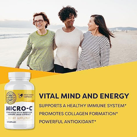 Micro-C® Capsulas – 180 Porções de 500mg de Vitamina C Natural com Rose HIPS, Rutina e Semente de Uva - Vimergy