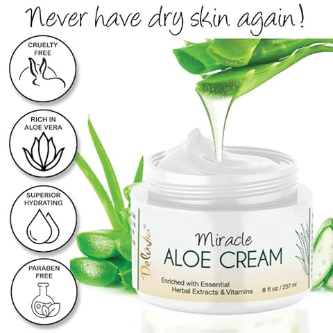 DELÚVIA - Deluvia Loção Milagrosa de Aloe Vera, Creme de Aloe Vera, Hidratante de Aloe Vera para Rosto e Corpo, Protetor Solar Calmante de Aloe Vera, Loção de Aloe Vera, Creme de Aloe e Hidratante Facial, Aloe Vera e