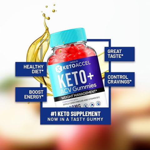 Indelo - Keto Accel ACV Gummies – Avaliações dos Gummies Keto Accel, Gerenciamento Avançado de Peso, Fórmula Keto Accell 1000mg (1 Pacote – 60 Gummies)