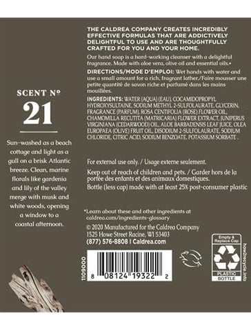 Recarga de Sabonete Líquido Caldrea, Gel de Aloe Vera, Óleo de Oliva e Óleos Essenciais para Limpar e Condicionar, Fragrância de Água de Rosas e Madeira à Deriva, 946 ml
