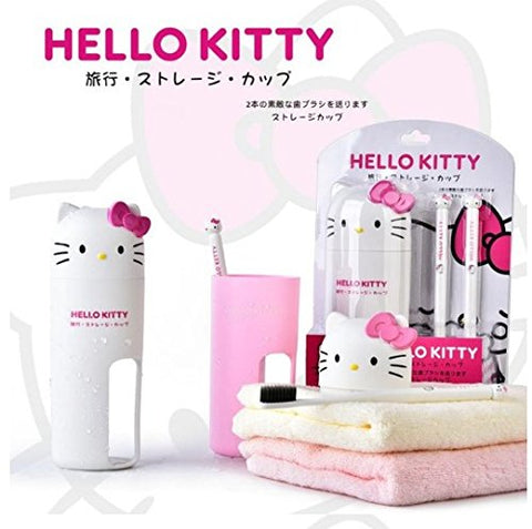 Hello Kitty Toothbrush - Conjunto Hello Kitty Escova de Dentes e Copos (Infantil a Adulto) (Branco) – Ideal para Cuidados Dentários