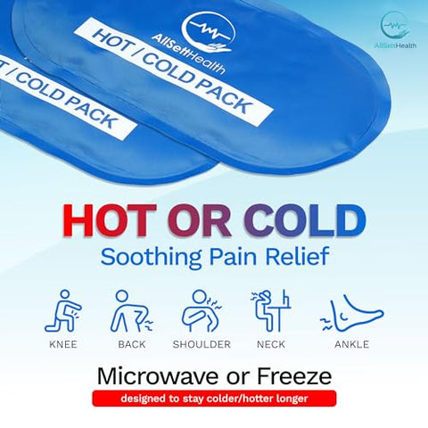 AllSett Health - Gel Reutilizável para Frio e Calor | Compressa Fria, Gel para Lesões, 10,5 cm x 5 cm | 4 Unidades Azul