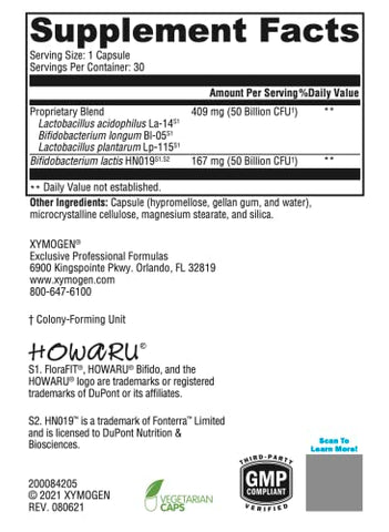 ProbioMax DF – Probiótico 100 Bilhões UFC – 4 Cepas – Sem Laticínios – Lactobacillus acidophilus Bifidobacterium lactis HN019 (30 Cápsulas Resistentes ao Ácido) - XYMOGEN