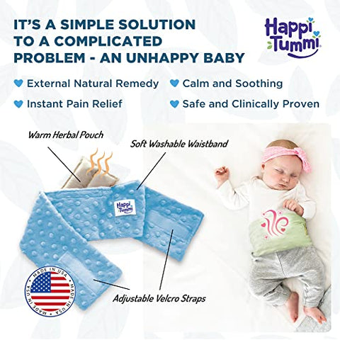 Happi Tummi - Alívio de Cólicas e Gases para Bebês e Infantes – Faixa Aquecida para Barriga de Recém-Nascidos – Faixa de Aromaterapia para Desconforto Abdominal e Constipação