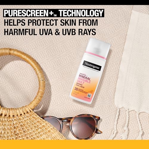 Protetor Solar Mineral Neutrogena Purescreen Invisible Daily Defense FPS 30 para o Rosto, Amplo Espectro com Vitamina E, Resistente à Água, Sem Fragrância, 40 ml