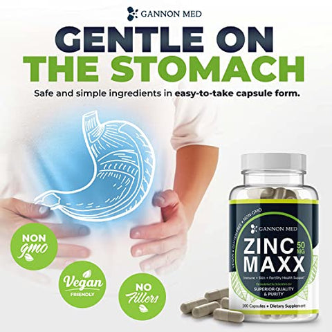GANNON MED - Zinc Chelate – Minerais para Imunidade, Pele e Saúde Reprodutiva – Reforço Imunológico para Crianças