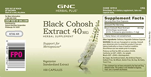 Herbal Plus Extrato de Black Cohosh 40mg – 100 Cápsulas (100 Porções) - GNC