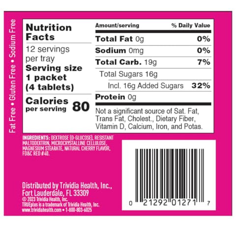 Soft Tabs Tabletes de Glicose – 12 Pacotes – 48 tabs (Sabor Cereja) - TRUEplus