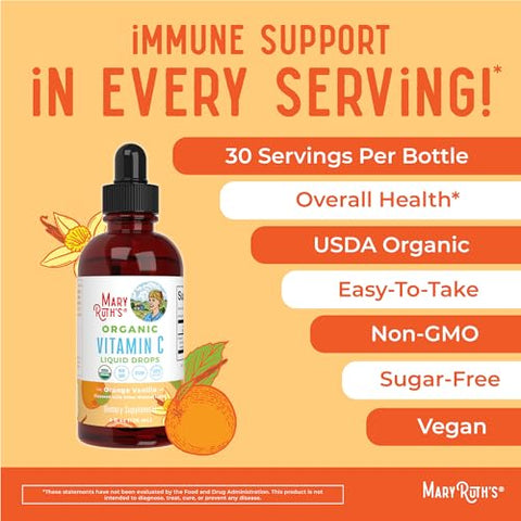 MaryRuth Organics - Suplemento de Vitamina C Orgânica por MaryRuth’s | Gotas Líquidas de Vitamina C para Adultos | Marca MaryRuth’s