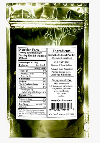 CurEase - Pó de Adrenal de Carne Argentina de Pasto – 100% Natural e Rico em Proteínas (500g)