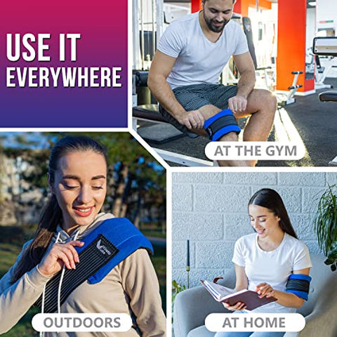 Envoltório de Gel Reutilizável com Gel Extra por Kinetic Labs – Gelado Quente para Lesões com Alça (Grande com Gel Extra)