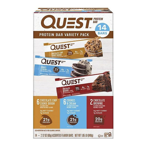 Barras de Proteína Quest Sem Glúten, Pack Sortido | 6 Cookie Dough de Chocolate Chip, 6 Cookies | 12 Unidades | Embalagem Variada - JÁCLER