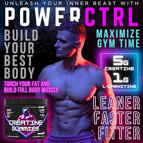 POWERCTRL - Gomas de Creatina com L-Carnitina para Homens – Potencialize seus resultados!