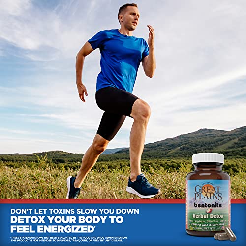 Bentonite Clay Plus Herbal Detox – 100 Cápsulas Vegetais – Argila de Grau Alimentício das Grandes Planícies, EUA – Desintoxicação do Cólon - Yerba Prima