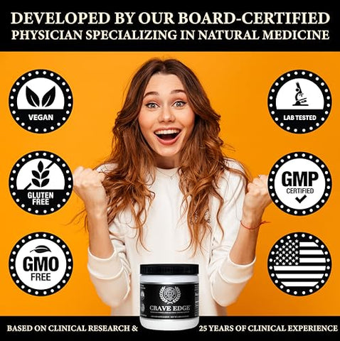 Straight Edge Labs - Crave Edge – Suporte para Redução do Desejo por Álcool | Fórmula Médica | Bebida Substituta Anti Álcool | Pare de Beber Álcool | Desintoxicação do Fígado | Ação Rápida | Sem Comprimidos Grandes ou Sabor Ruim | 150g