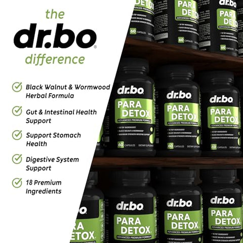 Para Cleanse – Suplemento Intestinal para Adultos – Apoio à Saúde do Intestino – Complexo de Artemísia e Nogueira Preta – Detox e Proteção para Humanos - DR. BO