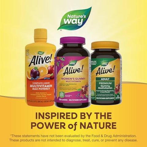 Nature's Way - Nature’s Way Alive! Gummy Multivitamins Feminino Diário, 16 Vitaminas – 60 gomas