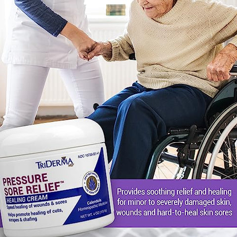 Creme TriDerma MD para Tratamento de Feridas, Úlceras e Lesões de Pele com Calêndula e AP4 – Alívio de Escaras de Decúbito, Feridas de Pressão e Pele Irritada – 100g