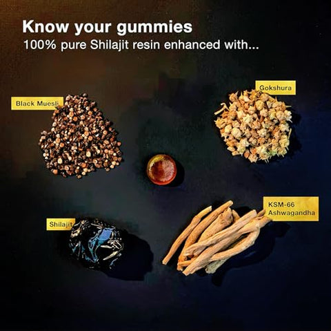ZWQITDS - Gummies de Ouro de Shilajit Puro do Himalaia, 3000mg, 60 Gummies (240g)