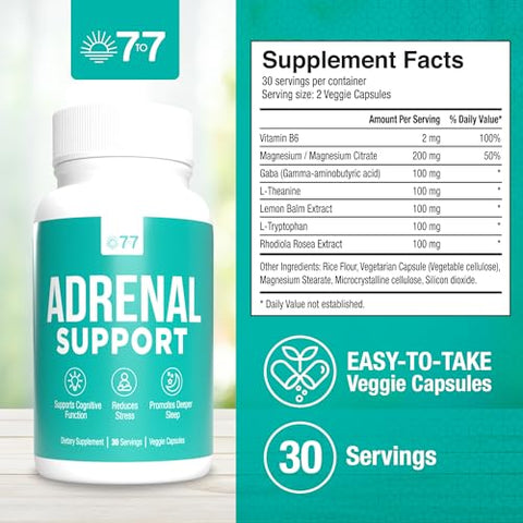 7 to 7 - Suplemento de Suporte Adrenal – Gerencie Cortisol, Combata a Fadiga, Aumente a Energia, Melhore o Sono com Adaptógenos