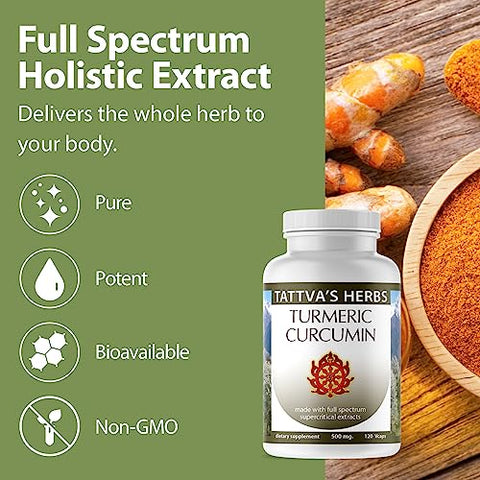 Tattva's Herbs - Tattva’s Herbs Curcuma Turmeric 500 mg, Suporte Antioxidante, Curcuma com Pimenta Preta para Absorção Avançada, 75%% Curcuminoides, 2 Pacotes, 240 g