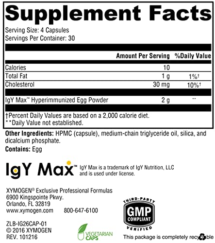 IG 26 DF – Suplemento de Imunoglobulina com IgY Max – Alternativa de Colostro Livre de Laticínios Derivada de Ovo Hiperimune – Equilíbrio de Citocinas - XYMOGEN