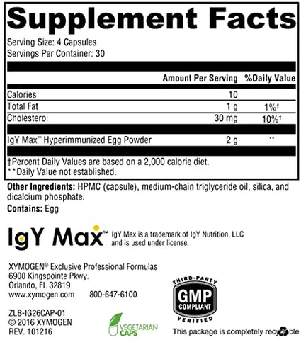 IG 26 DF – Suplemento de Imunoglobulina com IgY Max – Alternativa de Colostro Livre de Laticínios Derivada de Ovo Hiperimune – Equilíbrio de Citocinas - XYMOGEN