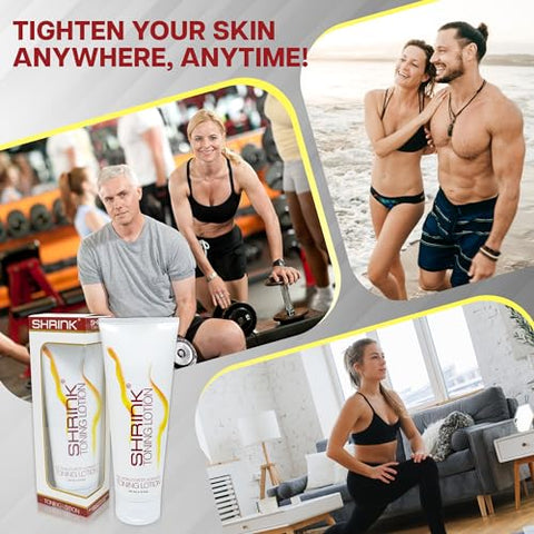 shrink - Loção Redutora – Creme Anticelulite Ativado pelo Calor e Firmador para Mulheres e Homens – Creme Corporal para Barriga, Abdômen e Corpo – com Cafeína, Vitamina E, Pele