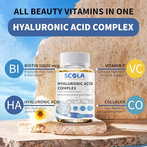 SCOLA - Suplementos de Ácido Hialurônico – Hidratação Avançada da Pele – Marca em Destaque