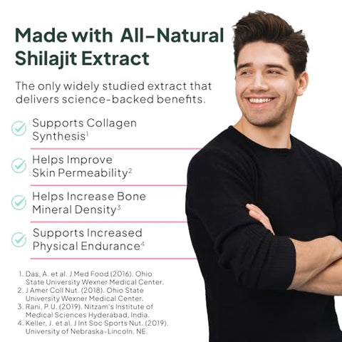 Organics Ocean - Shilajit para Homens e Mulheres – Suplemento Natural de Shilajit com Vitamina B12, Cromo e Selênio para Energia, Suporte Hormonal e Mais – 60 Gomas de Shilajit