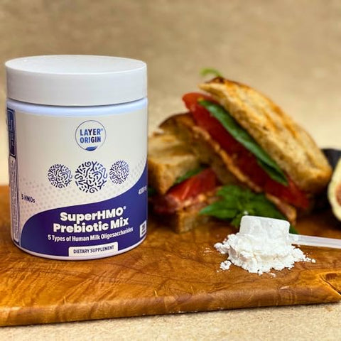 Mix Prebiótico Layer Origin SuperHMO com 5 HMOs para Saúde Intestinal, Digestão e Cérebro – Pó, 28 Porções